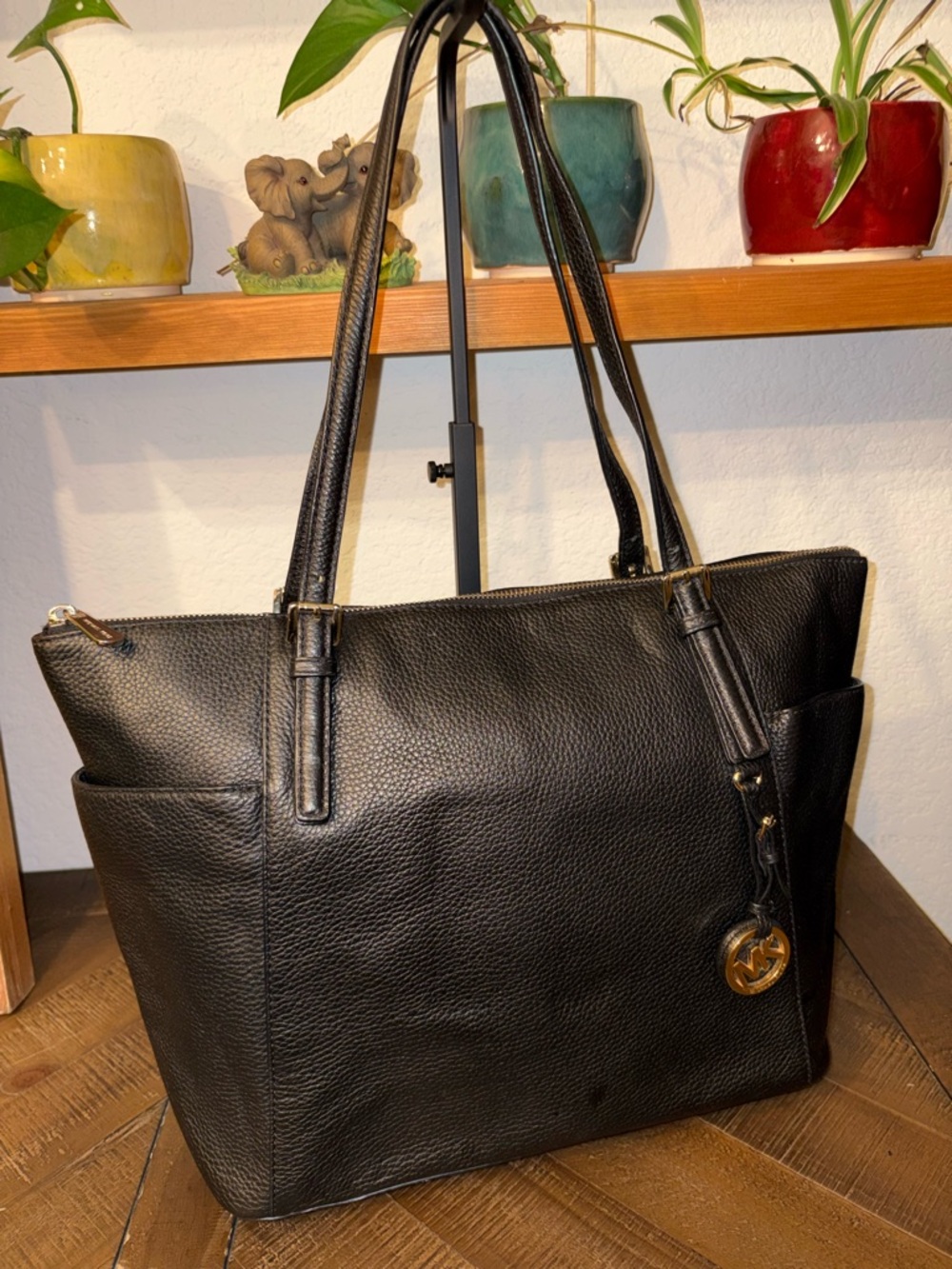 MICHAEL Michael Kors Black Leather Tote Bag